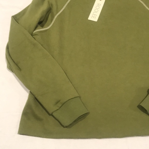 NEW! Roolee Crew Neck Sweatshirt Avocado Green White Stitching M - Picture 3 of 15